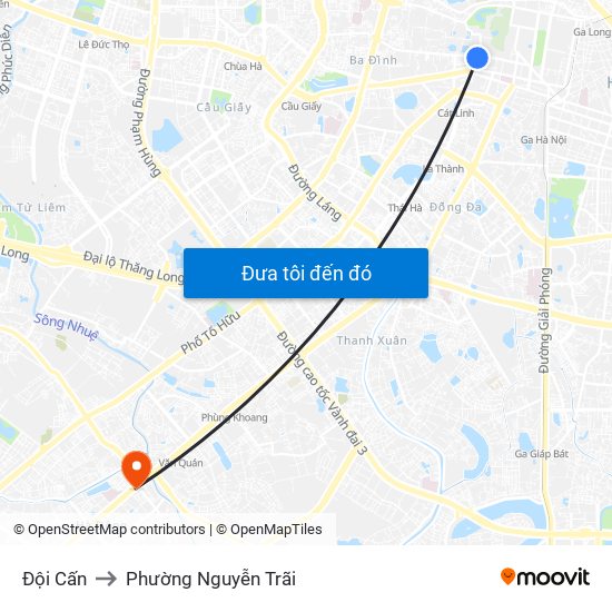Đội Cấn to Phường Nguyễn Trãi map