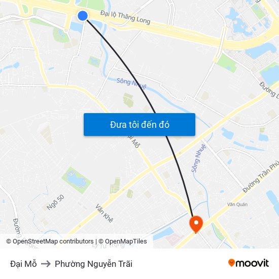 Đại Mỗ to Phường Nguyễn Trãi map