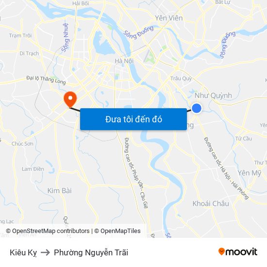Kiêu Kỵ to Phường Nguyễn Trãi map