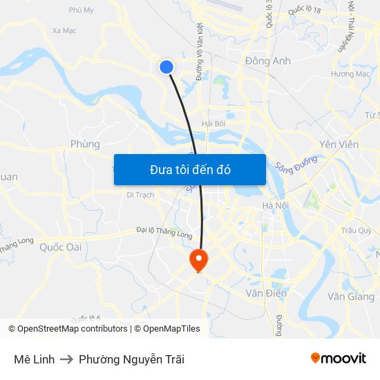 Mê Linh to Phường Nguyễn Trãi map