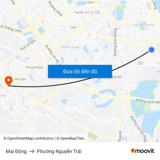 Mai Động to Phường Nguyễn Trãi map