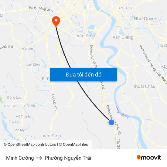 Minh Cường to Phường Nguyễn Trãi map