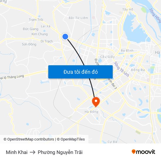 Minh Khai to Phường Nguyễn Trãi map