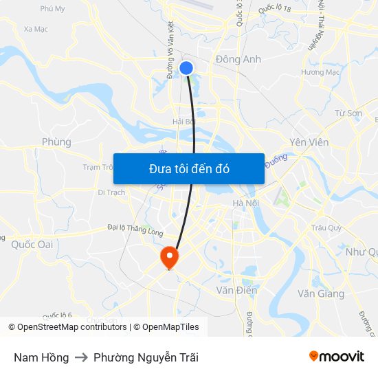 Nam Hồng to Phường Nguyễn Trãi map