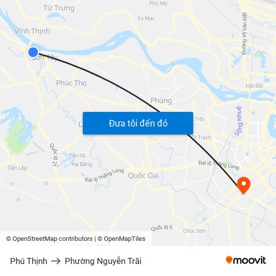 Phú Thịnh to Phường Nguyễn Trãi map