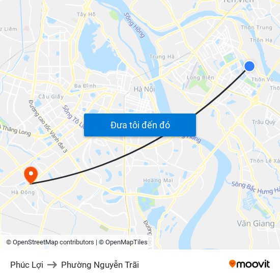 Phúc Lợi to Phường Nguyễn Trãi map