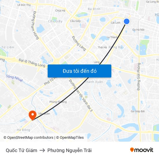 Quốc Tử Giám to Phường Nguyễn Trãi map