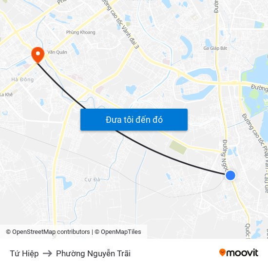 Tứ Hiệp to Phường Nguyễn Trãi map