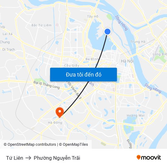 Tứ Liên to Phường Nguyễn Trãi map