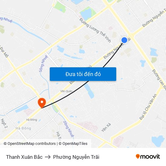 Thanh Xuân Bắc to Phường Nguyễn Trãi map