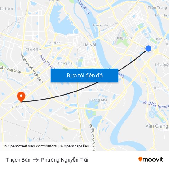 Thạch Bàn to Phường Nguyễn Trãi map