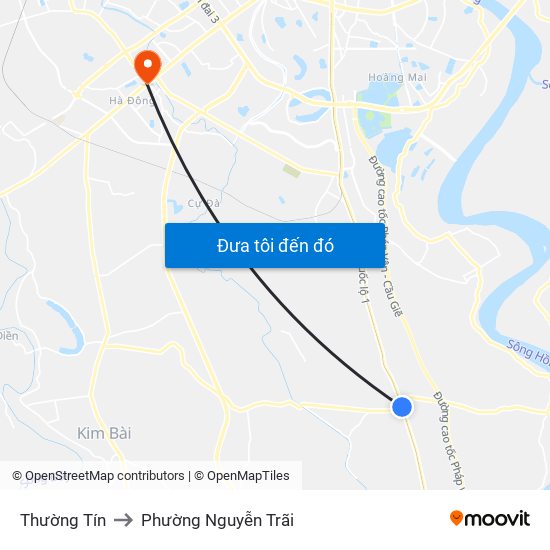Thường Tín to Phường Nguyễn Trãi map