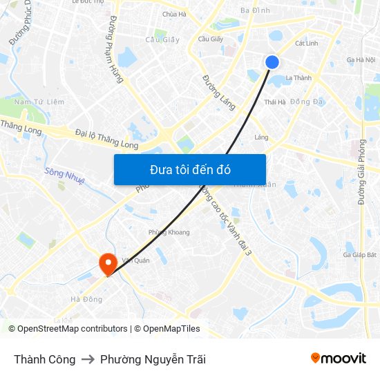 Thành Công to Phường Nguyễn Trãi map