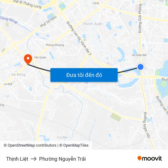 Thịnh Liệt to Phường Nguyễn Trãi map