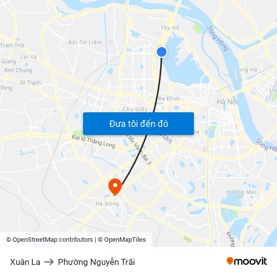 Xuân La to Phường Nguyễn Trãi map