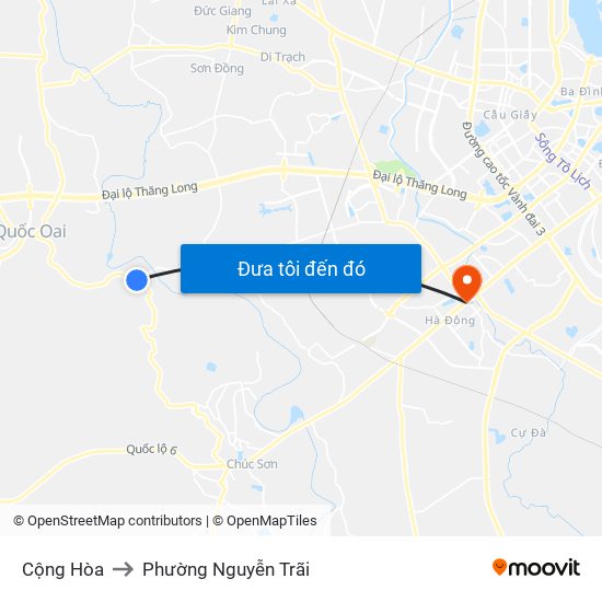 Cộng Hòa to Phường Nguyễn Trãi map