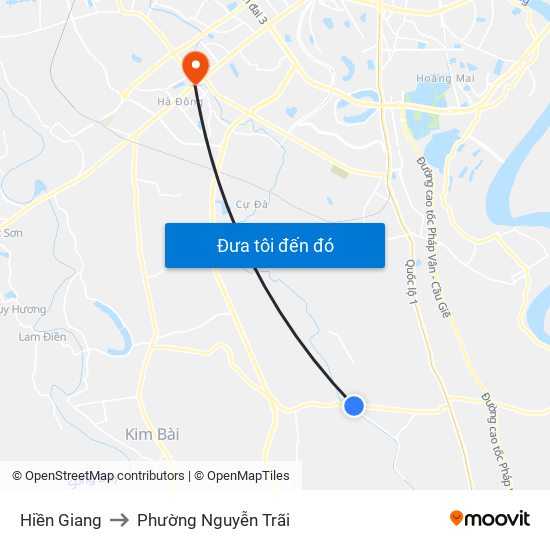 Hiền Giang to Phường Nguyễn Trãi map