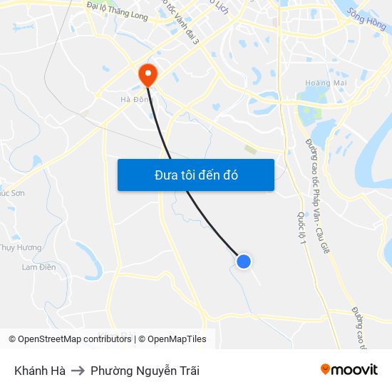 Khánh Hà to Phường Nguyễn Trãi map