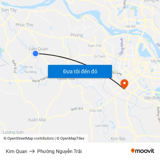 Kim Quan to Phường Nguyễn Trãi map