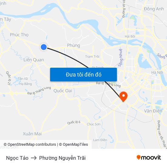 Ngọc Tảo to Phường Nguyễn Trãi map