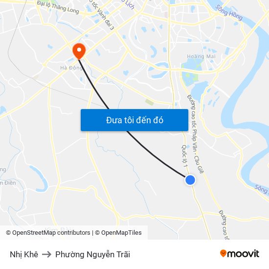 Nhị Khê to Phường Nguyễn Trãi map