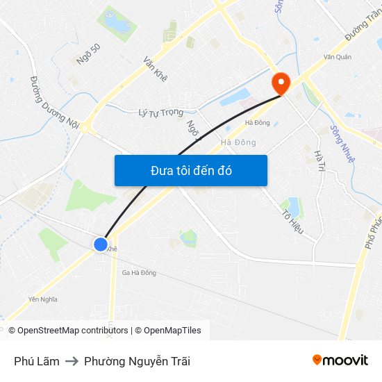 Phú Lãm to Phường Nguyễn Trãi map