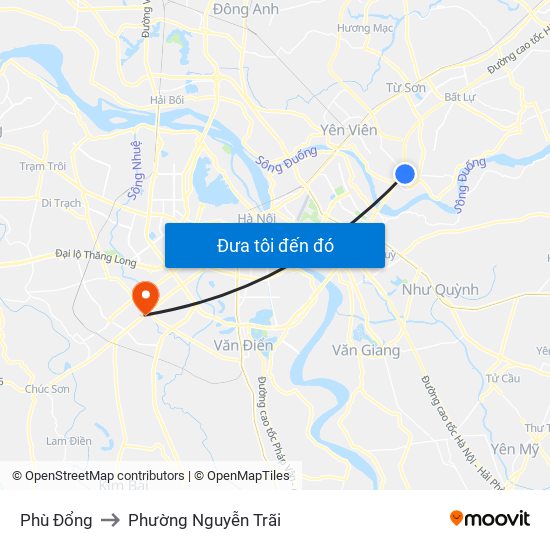 Phù Đổng to Phường Nguyễn Trãi map
