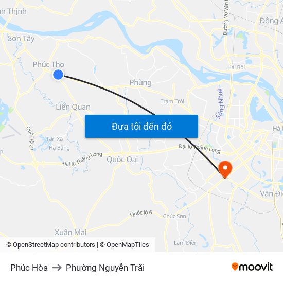 Phúc Hòa to Phường Nguyễn Trãi map