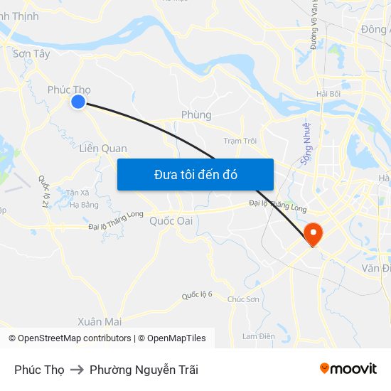 Phúc Thọ to Phường Nguyễn Trãi map