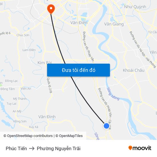 Phúc Tiến to Phường Nguyễn Trãi map