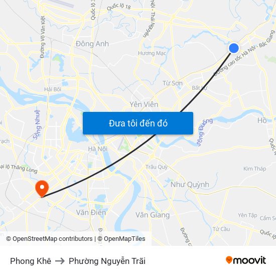 Phong Khê to Phường Nguyễn Trãi map