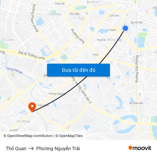 Thổ Quan to Phường Nguyễn Trãi map