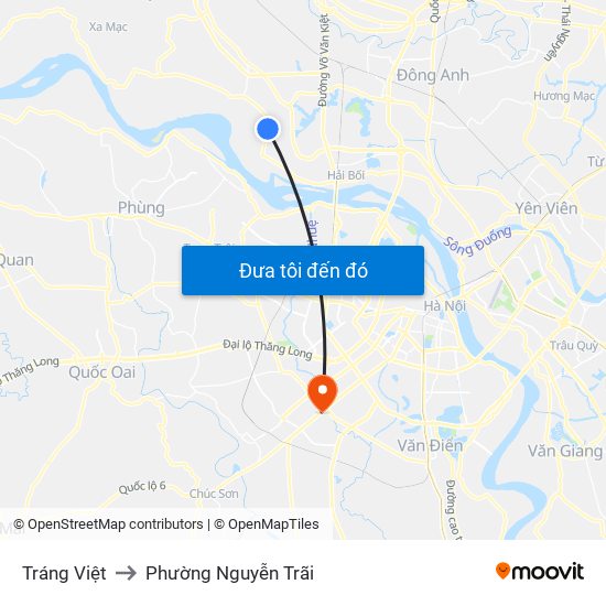 Tráng Việt to Phường Nguyễn Trãi map