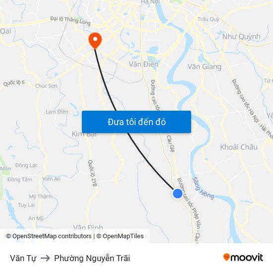 Văn Tự to Phường Nguyễn Trãi map
