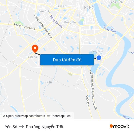 Yên Sở to Phường Nguyễn Trãi map