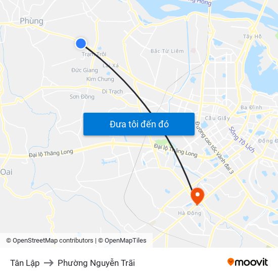 Tân Lập to Phường Nguyễn Trãi map