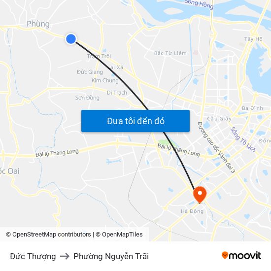 Đức Thượng to Phường Nguyễn Trãi map