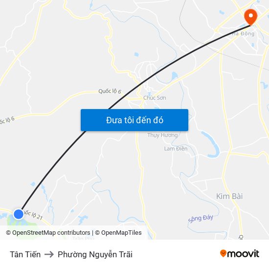 Tân Tiến to Phường Nguyễn Trãi map
