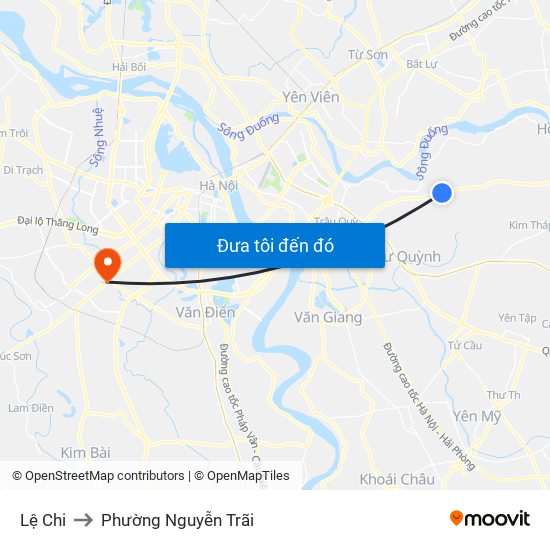 Lệ Chi to Phường Nguyễn Trãi map