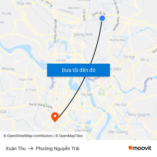 Xuân Thu to Phường Nguyễn Trãi map