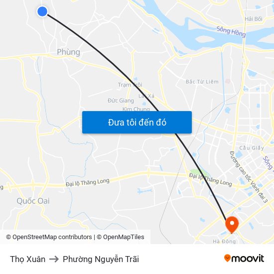 Thọ Xuân to Phường Nguyễn Trãi map