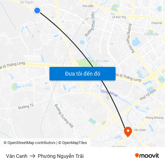 Vân Canh to Phường Nguyễn Trãi map