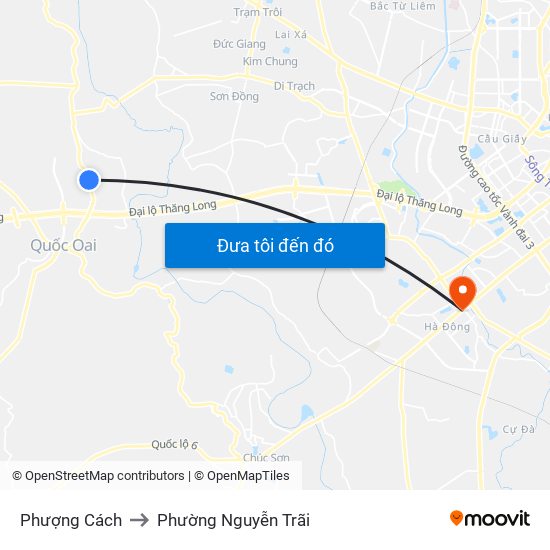 Phượng Cách to Phường Nguyễn Trãi map