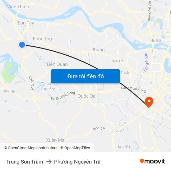 Trung Sơn Trầm to Phường Nguyễn Trãi map