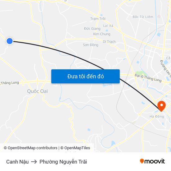 Canh Nậu to Phường Nguyễn Trãi map