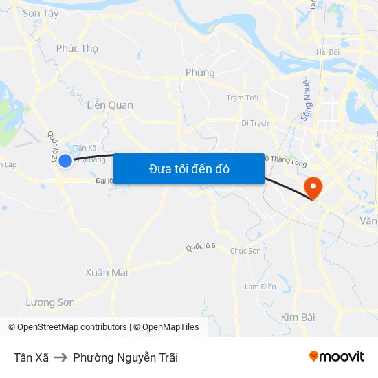Tân Xã to Phường Nguyễn Trãi map