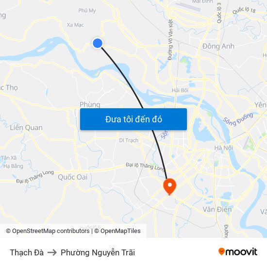 Thạch Đà to Phường Nguyễn Trãi map