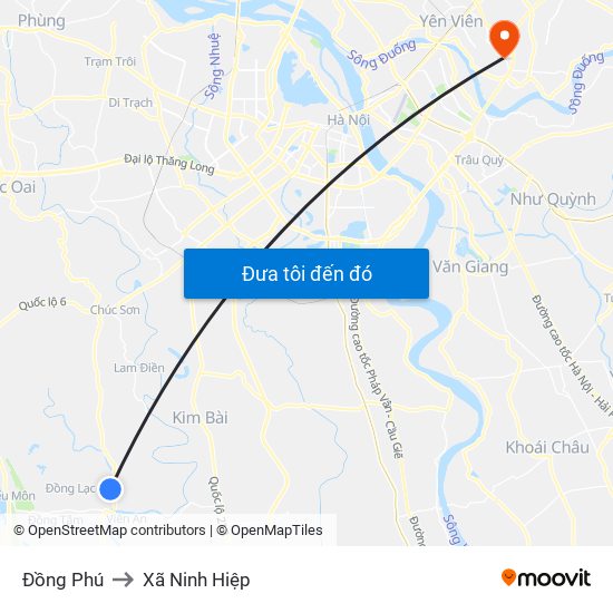 Đồng Phú to Xã Ninh Hiệp map
