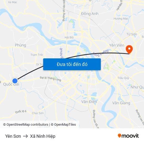 Yên Sơn to Xã Ninh Hiệp map