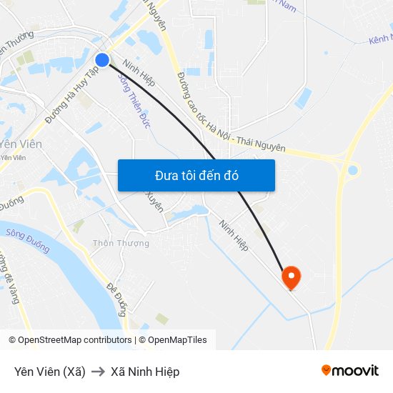 Yên Viên (Xã) to Xã Ninh Hiệp map